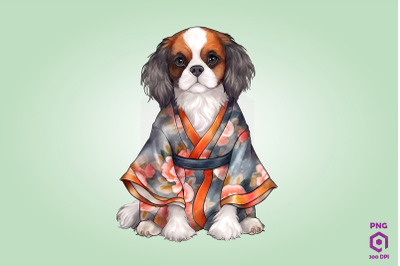 Spaniel Dog in Kimono PNG