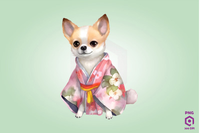 Chihuahua Dog in Kimono PNG