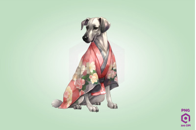 Great Dane Dog in Kimono PNG