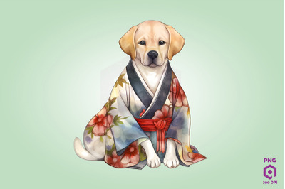 Labrador Retriever Dog in Kimono PNG