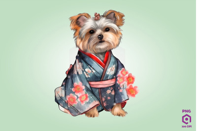 Yorkshire Terrier Dog in Kimono PNG