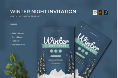 Winter Night - Party Invitation