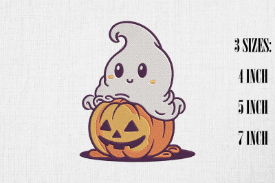 Cute Ghost Halloween Embroidery Design