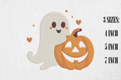 Cute Ghost and Pumpkin Embroidery