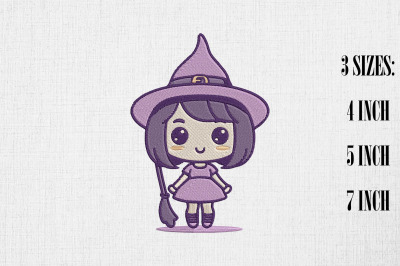 Cute Little Witch Halloween Embroidery 2