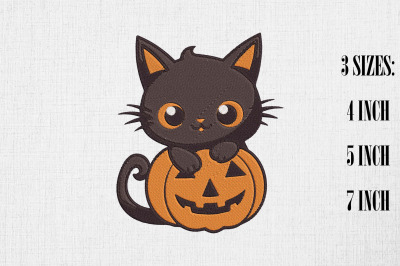 Cute Black Cat Halloween Embroidery 2