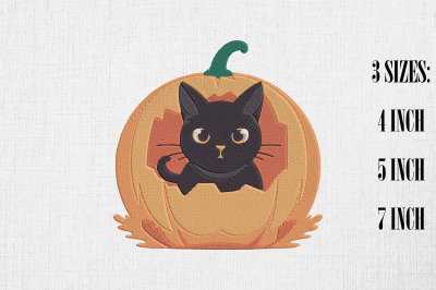 Cute Black Cat Halloween Embroidery 3