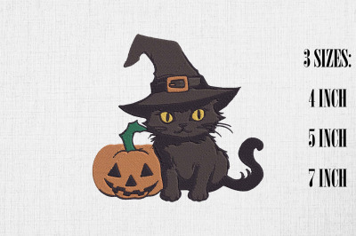 Cute Black Cat Halloween Embroidery 4