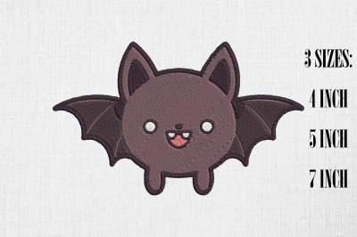 Cute Bat Halloween Embroidery Design