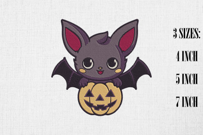 Cute Bat Halloween Embroidery Design 2