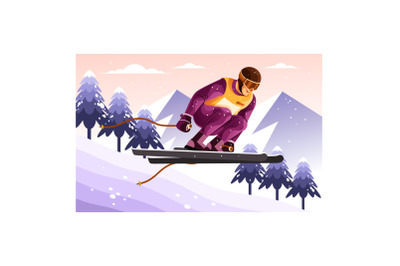 Downhill Skiing Illustration