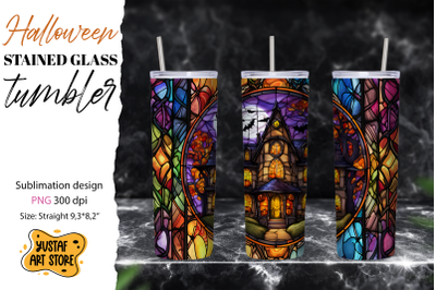 Halloween tumbler sublimation. Stained glass design