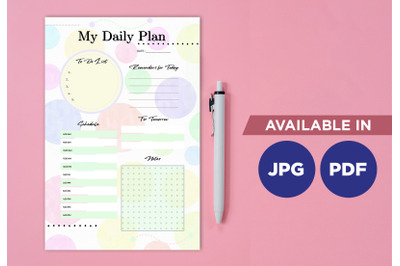 Daily dot planner printable template paper sheet