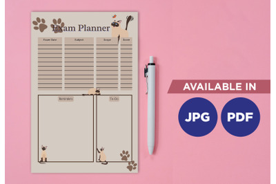 Exam planner printable template paper sheet