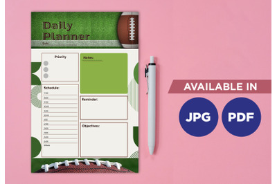 Football planner printable template paper sheet