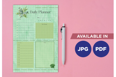 Green grid planner printable template paper sheet