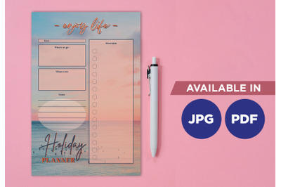 Holiday planner printable template paper sheet