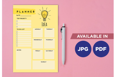 Ideas planner printable template paper sheet