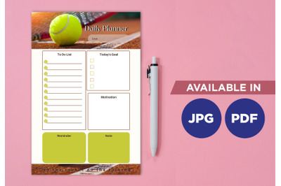 Tennis planner printable template paper sheet