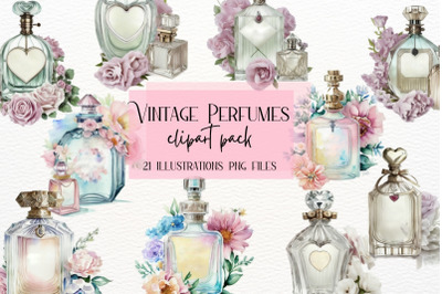 Watercolor Vintage Perfume Bottles