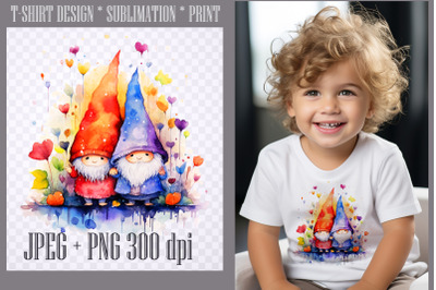 Watercolor Funny gnomes,PNG