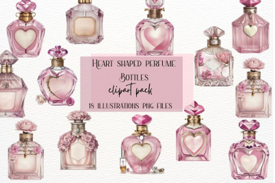 Watercolor Heart Shaped Pink Perfume Bottles