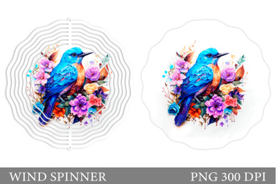 Bird Wind Spinner Sublimation. Bird Flowers Spinner Design