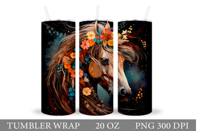 Boho Horse Tumbler Sublimation. Horse Tumbler Wrap Design