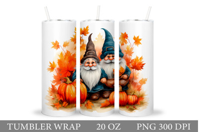 Fall Gnome Tumbler Sublimation. Gnome Pumpkin Tumbler Wrap