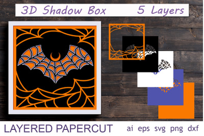Halloween shadow box svg, 3d decor, layered papercut