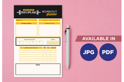 Workout planner printable template paper sheet