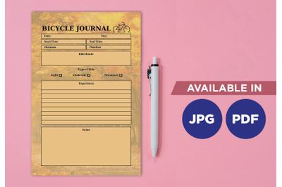 Bicycle planner printable template paper sheet