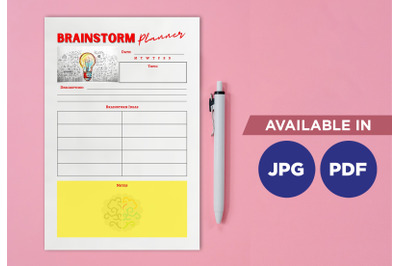 Brainstorm planner printable template paper sheet