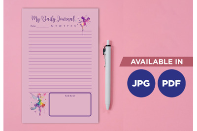 Fairy journal planner printable template paper sheet