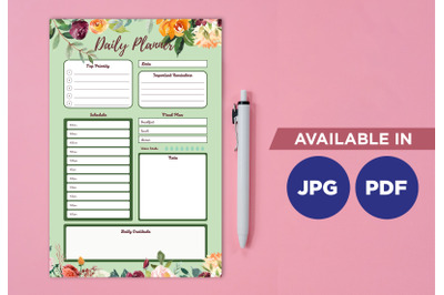 Floral planner printable template paper sheet