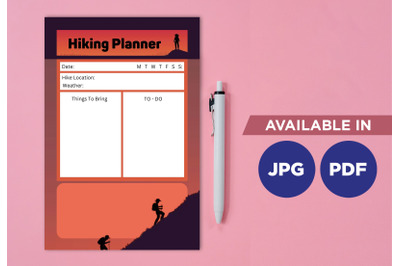 Hiking planner printable template paper sheet