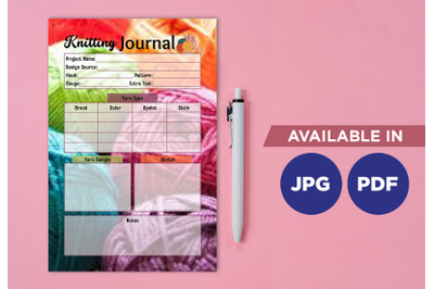 Knitting journal planner printable template paper sheet