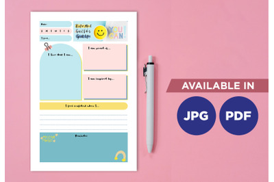 Positive planner printable template paper sheet