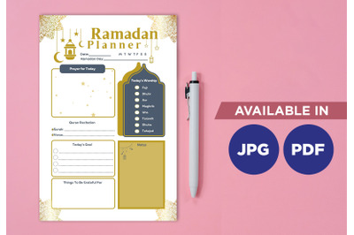 Ramadan planner printable template paper sheet