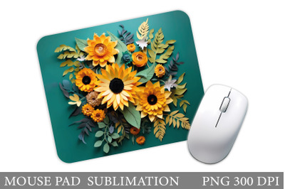 Sunflowers Mouse Pad Sublimation. 3D Flowers Mouse Pad