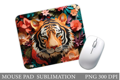 Tiger Mouse Pad Sublimation. 3D Tiger Flowers Mouse Pad