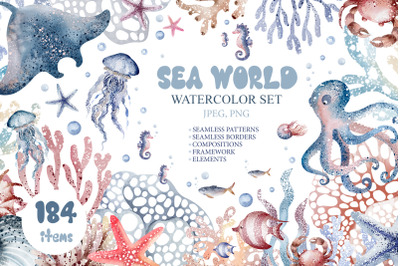 SEA WORLD. Watercolor collection