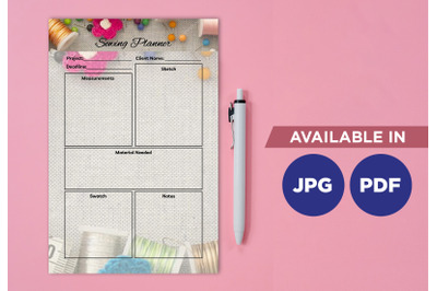 Sewing planner printable template paper sheet