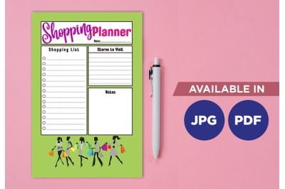 Shopping planner printable template paper sheet