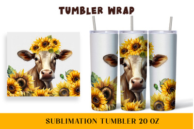 Watercolor wrapper for a cow in sunflowers