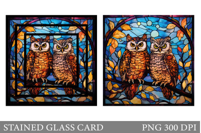 Stained Glass Owl Card. Stained Glass Bird Card Design