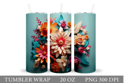 3D Flowers Tumbler Design. Flowers Tumbler Sublimation