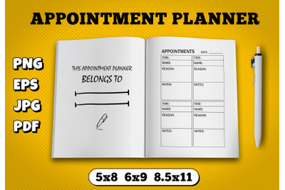 Appointment planner amazon kdp interior for kindle publisher