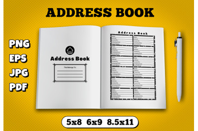 Address book amazon kdp interior for kindle publisher