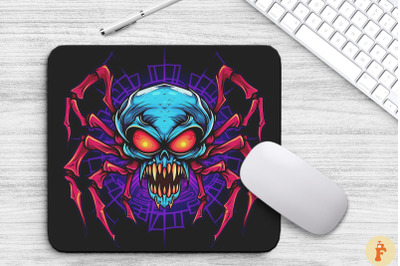 Mega Spider In Spiderweb Mouse Pad